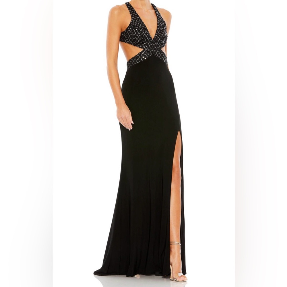Mac Duggal 68166 Cutout Waist Criss Cross Back Dress